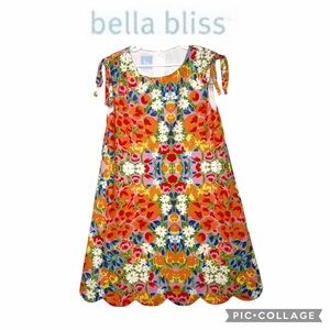 Bella Bliss girls floral tropical multicolor retro dress size 8